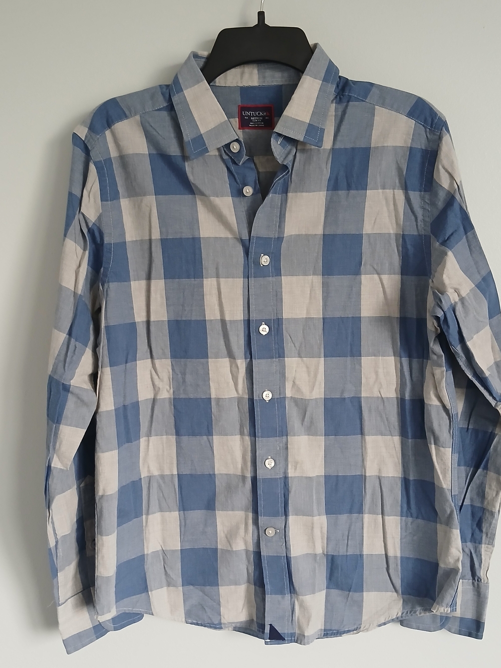 UNTUCKit Blue & White Buffalo Check Button-Down Shirt